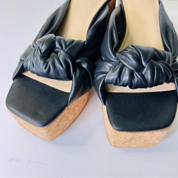 MARC FISHER CHUNKY CORK PLATFORM BOW SLIDE MULES BLACK SIZE 7.5 EUC - Picture 9 of 11